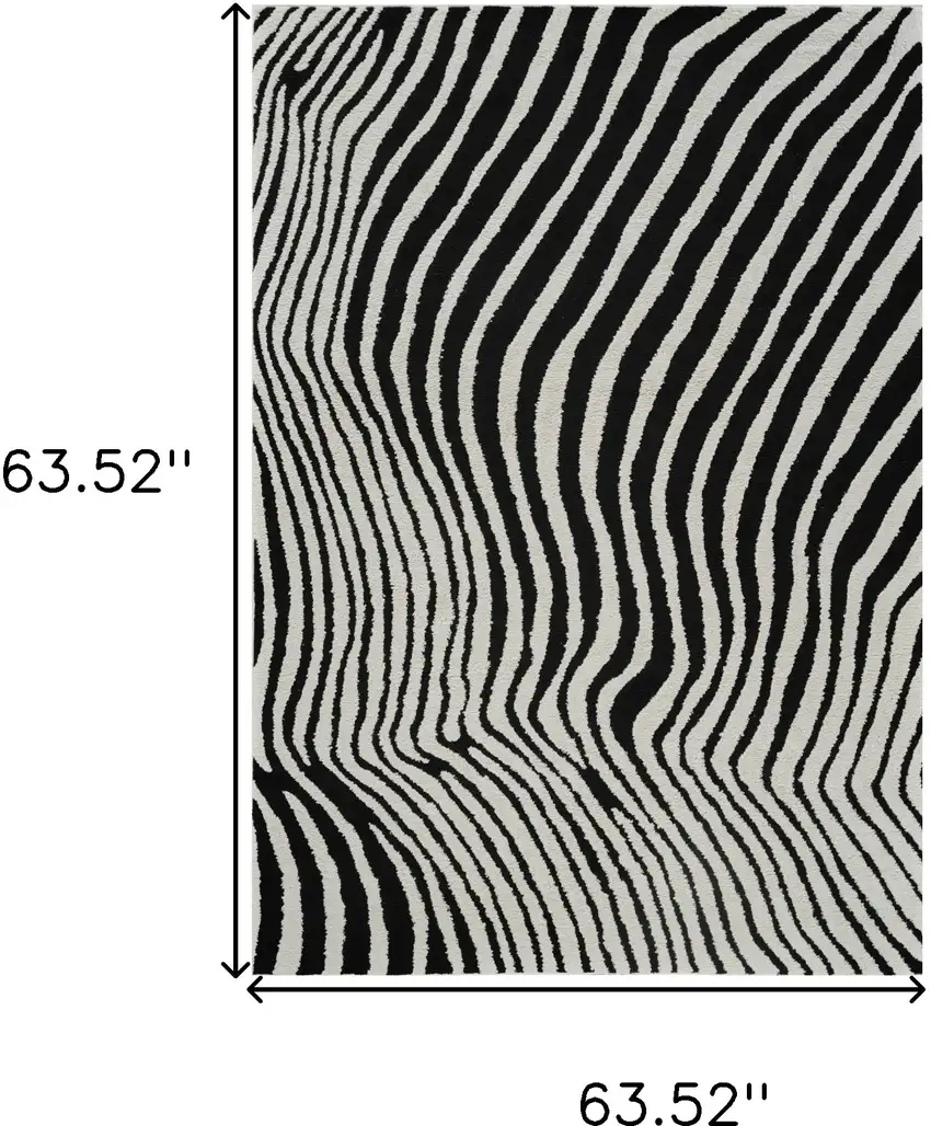Cream and Black Abstract Distressed Area Rug Photo 7