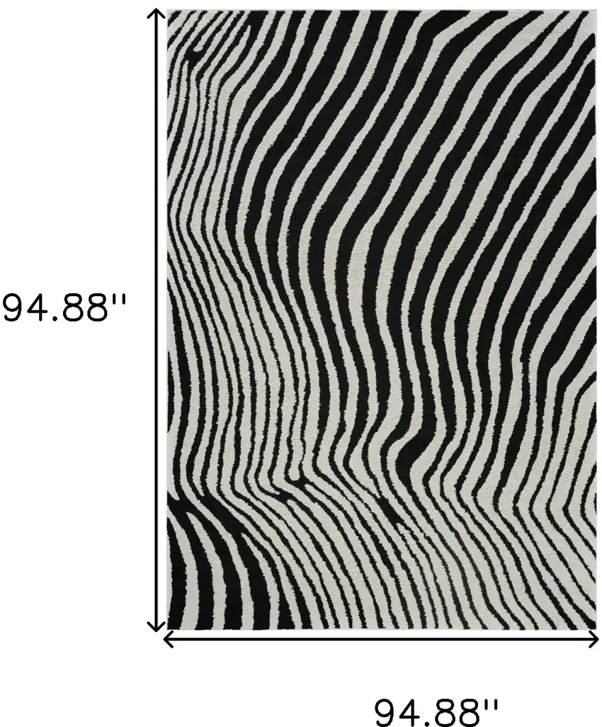 Cream and Black Abstract Distressed Area Rug Photo 7