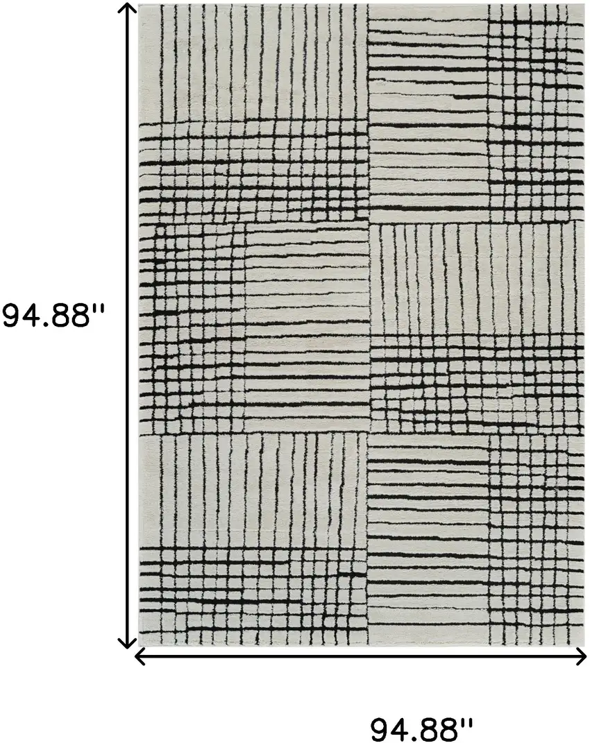 Cream and Black Abstract Distressed Area Rug Photo 5