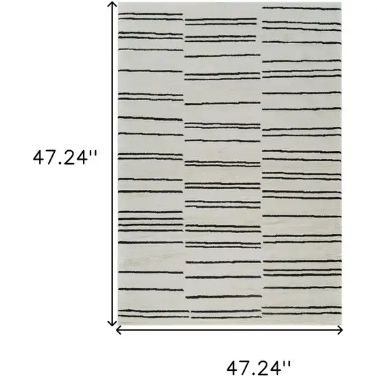 Cream and Black Abstract Distressed Area Rug Photo 7
