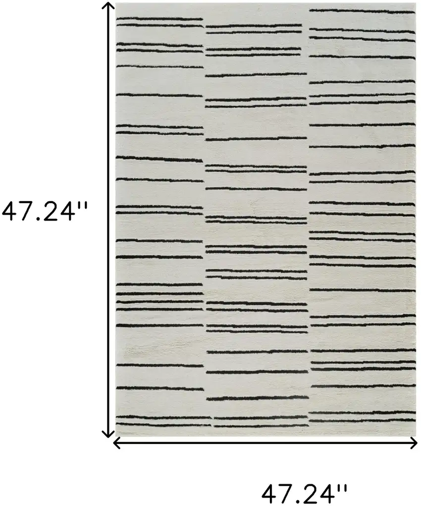 Cream and Black Abstract Distressed Area Rug Photo 7
