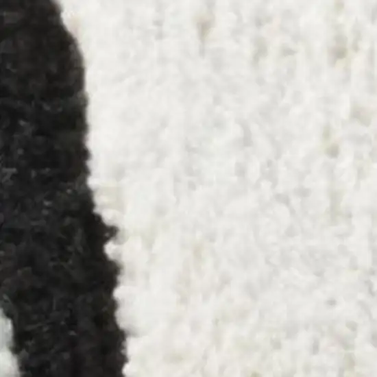 Cream and Black Abstract Distressed Area Rug Photo 2