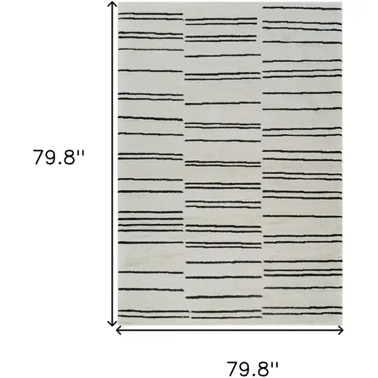 Cream and Black Abstract Distressed Area Rug Photo 7