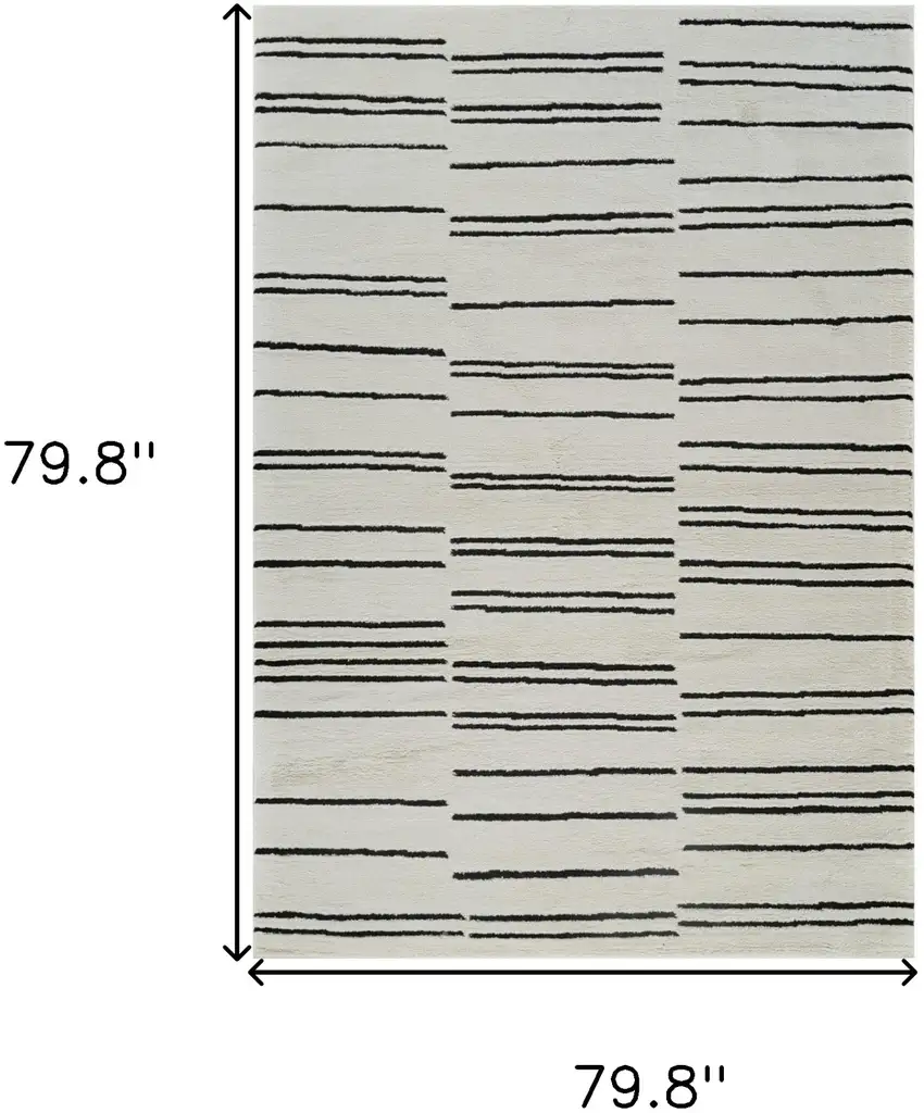 Cream and Black Abstract Distressed Area Rug Photo 7