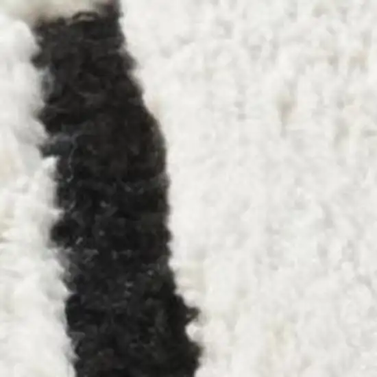 Cream and Black Abstract Distressed Area Rug Photo 2