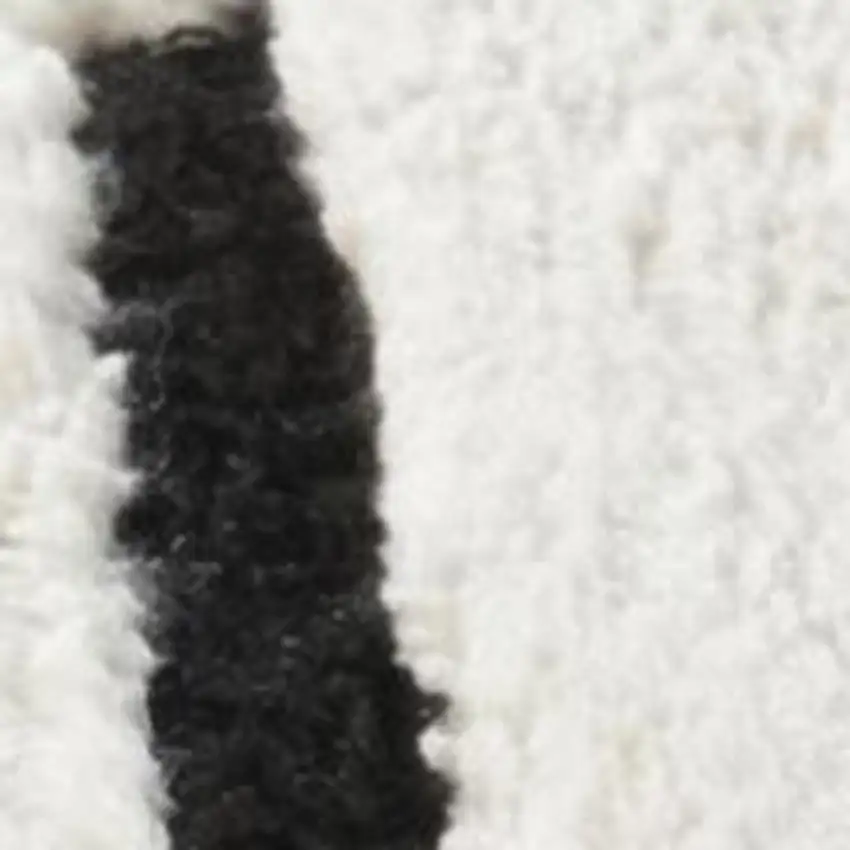 Cream and Black Abstract Distressed Area Rug Photo 2