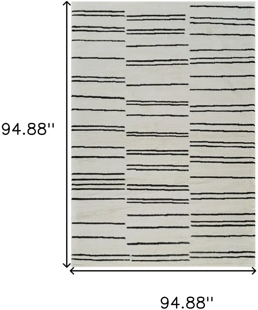 Cream and Black Abstract Distressed Area Rug Photo 7