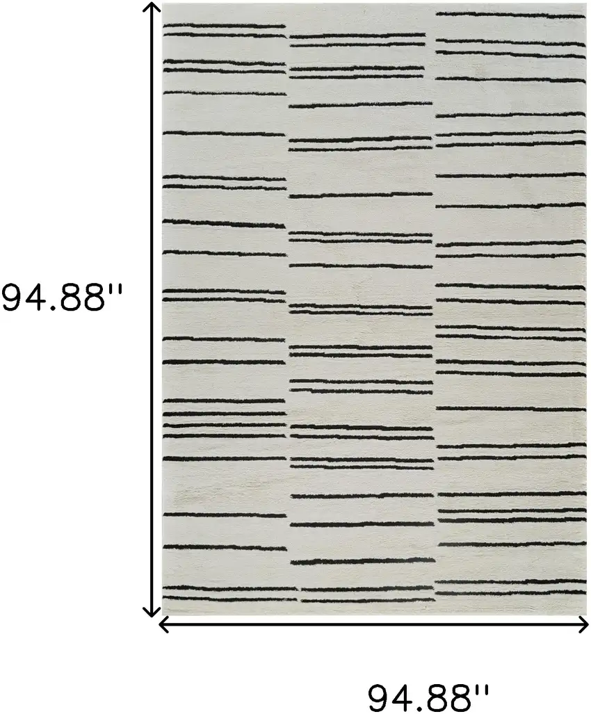 Cream and Black Abstract Distressed Area Rug Photo 7