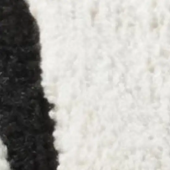 Cream and Black Abstract Distressed Area Rug Photo 2
