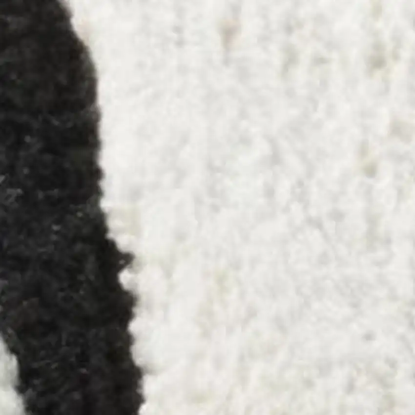 Cream and Black Abstract Distressed Area Rug Photo 2