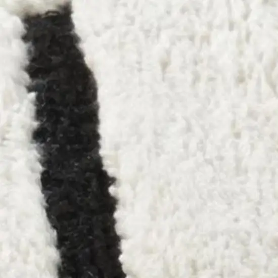 Cream and Black Abstract Distressed Area Rug Photo 3