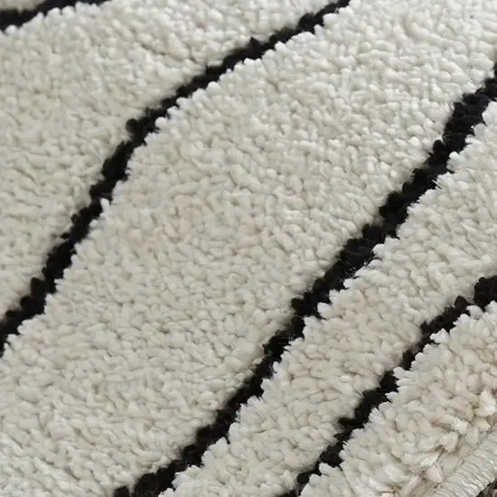 Cream and Black Abstract Distressed Area Rug Photo 2