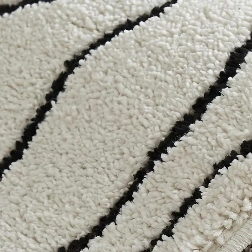 Cream and Black Abstract Distressed Area Rug Photo 2