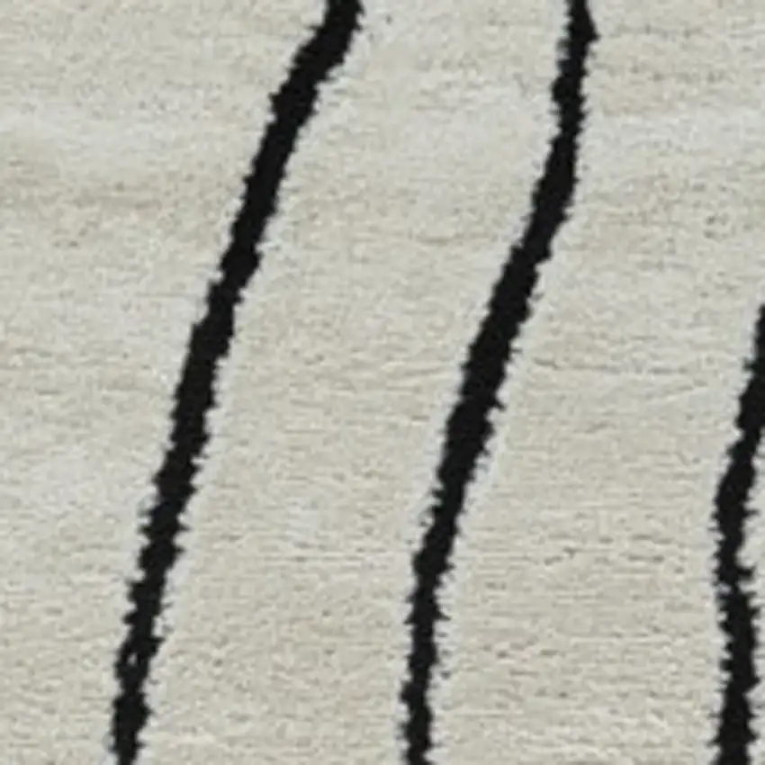 Cream and Black Abstract Distressed Area Rug Photo 4