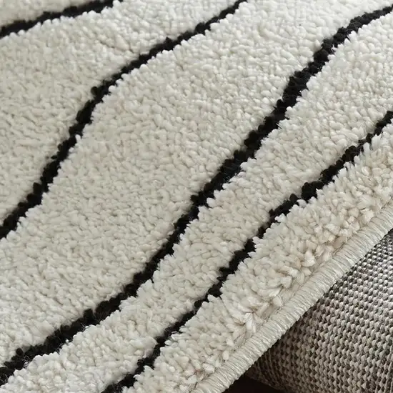 Cream and Black Abstract Distressed Area Rug Photo 4