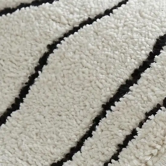 Cream and Black Abstract Distressed Area Rug Photo 2