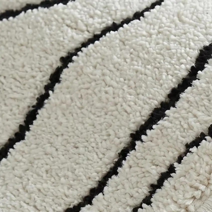 Cream and Black Abstract Distressed Area Rug Photo 2