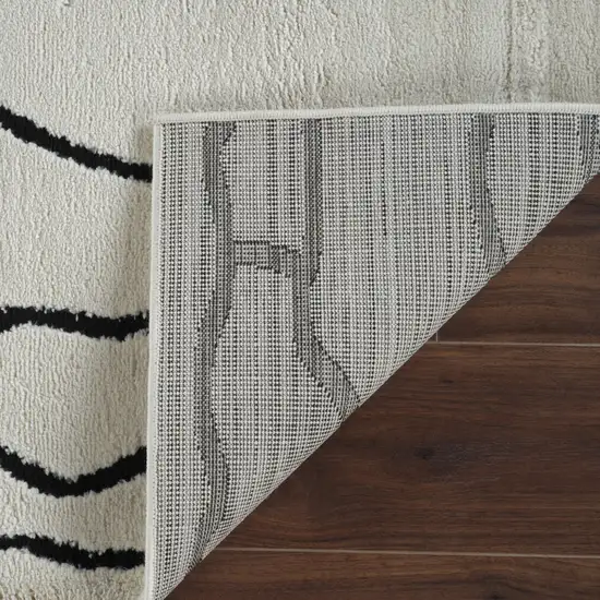 Cream and Black Abstract Distressed Area Rug Photo 6