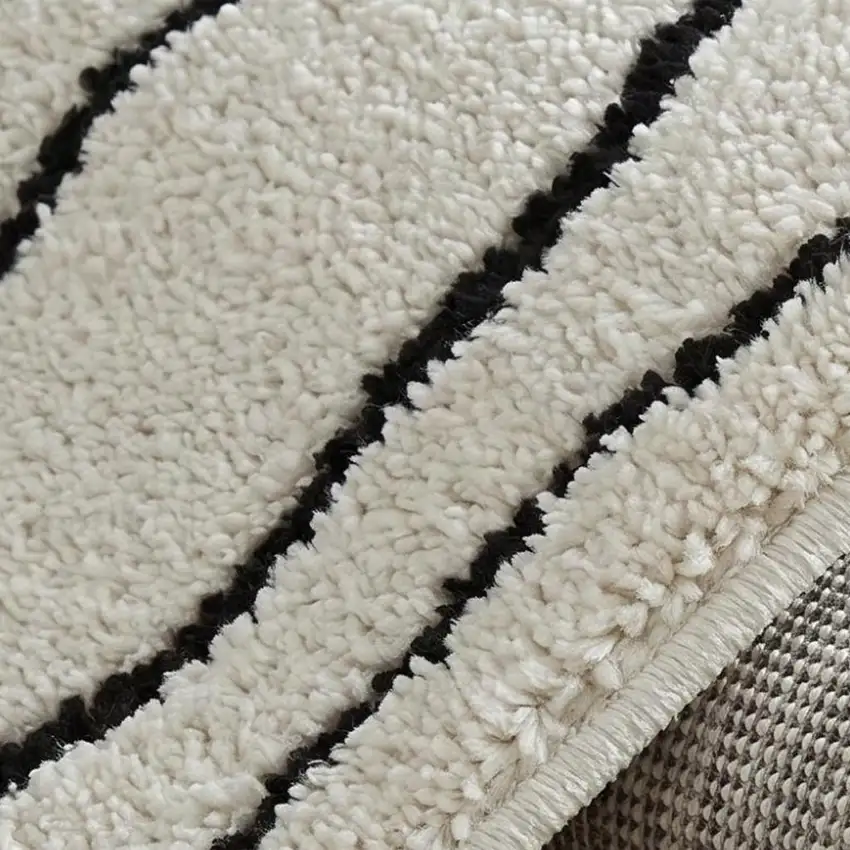 Cream and Black Abstract Distressed Area Rug Photo 2