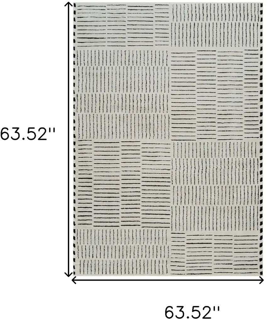 Cream and Black Abstract Distressed Area Rug Photo 7