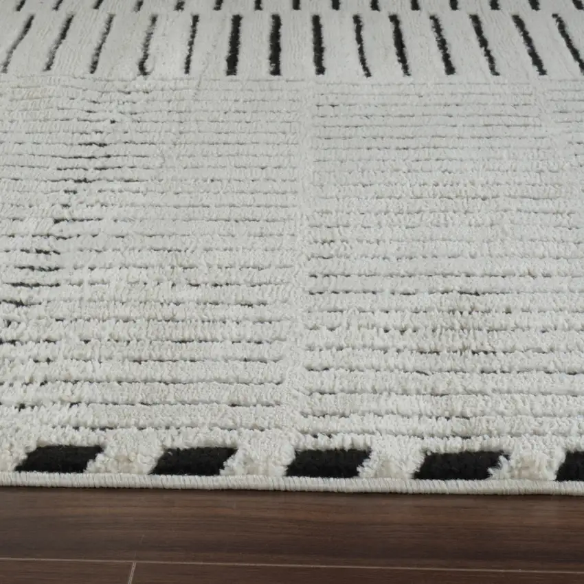 Cream and Black Abstract Distressed Area Rug Photo 3