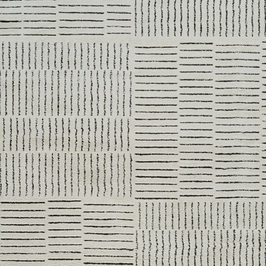 Cream and Black Abstract Distressed Area Rug Photo 5