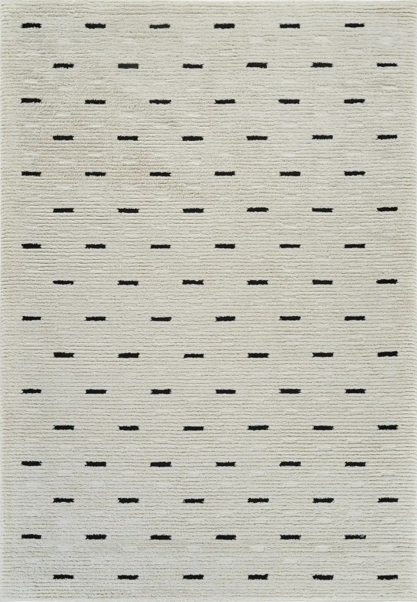 Cream and Black Abstract Distressed Area Rug Photo 1