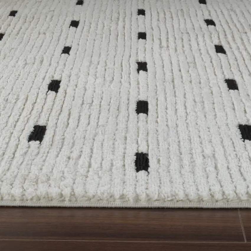 Cream and Black Abstract Distressed Area Rug Photo 3