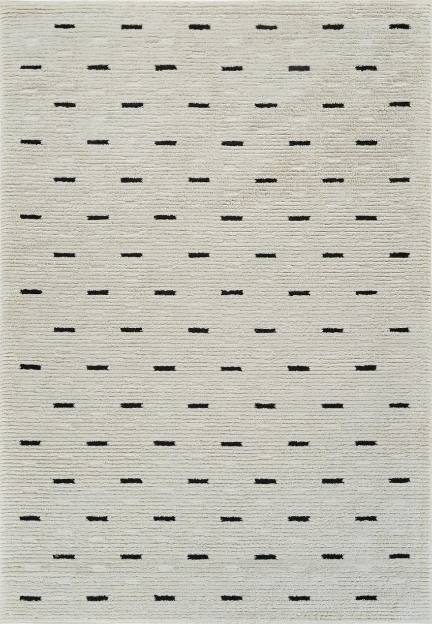 Cream and Black Abstract Distressed Area Rug Photo 4