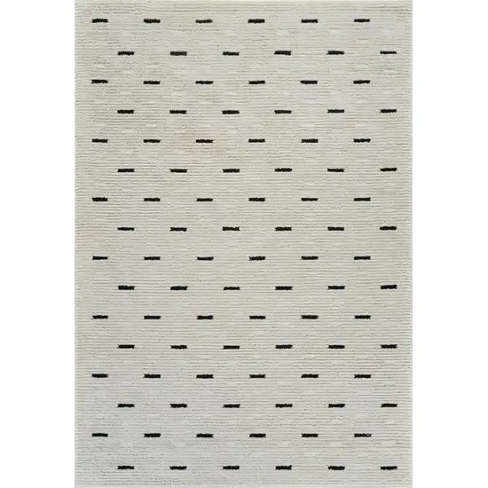 Cream and Black Abstract Distressed Area Rug Photo 2
