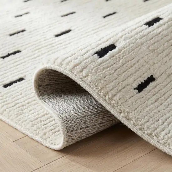 Cream and Black Abstract Distressed Area Rug Photo 5