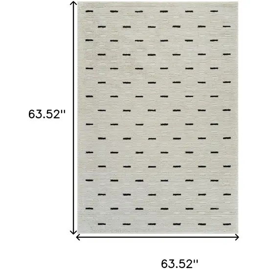 Cream and Black Abstract Distressed Area Rug Photo 7