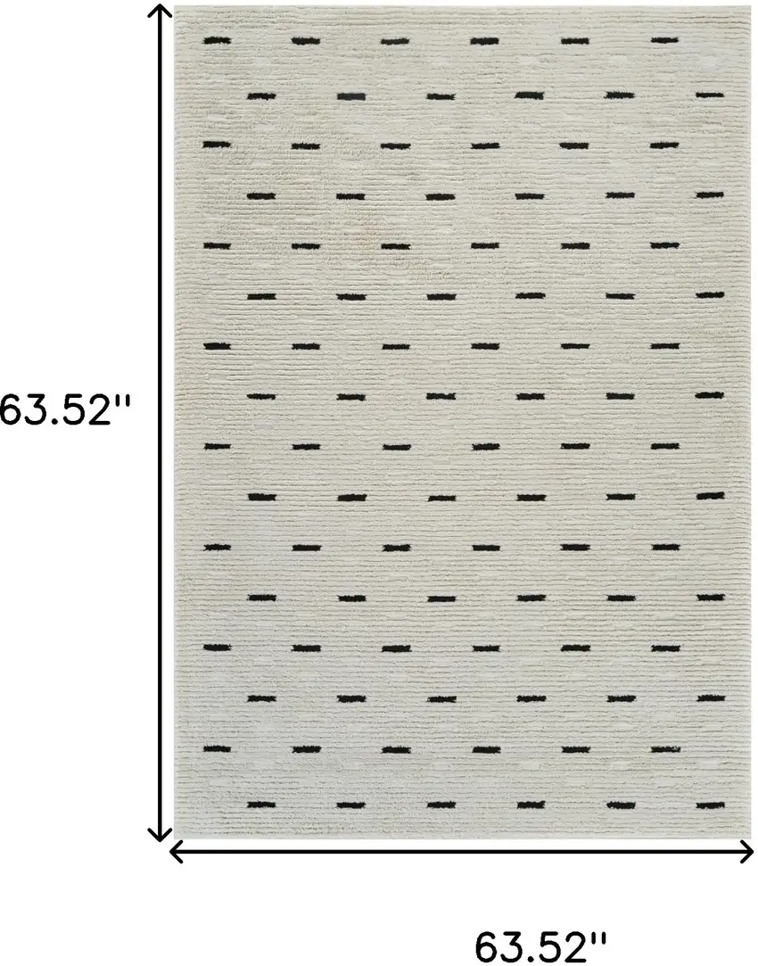 Cream and Black Abstract Distressed Area Rug Photo 7