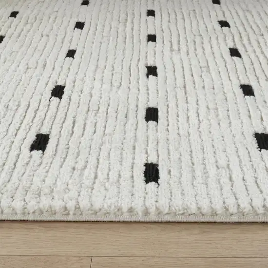 Cream and Black Abstract Distressed Area Rug Photo 6