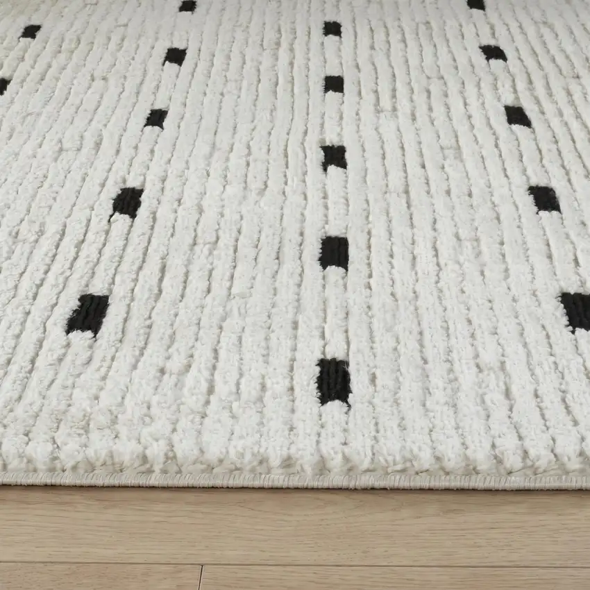 Cream and Black Abstract Distressed Area Rug Photo 6