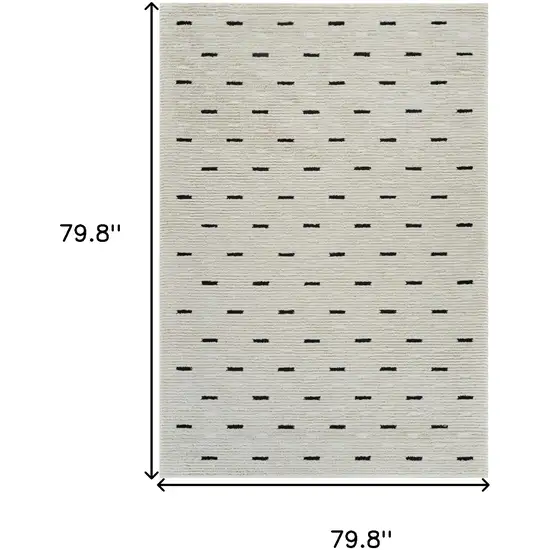 Cream and Black Abstract Distressed Area Rug Photo 7
