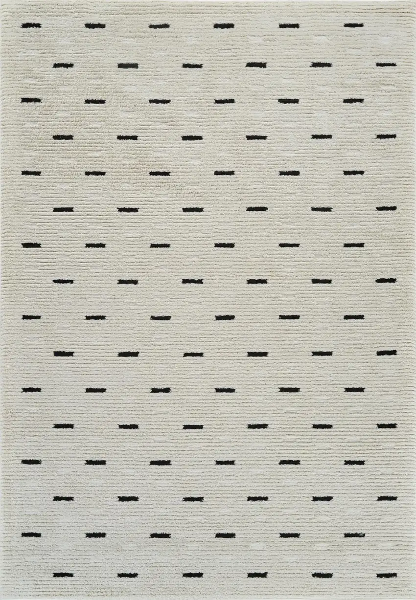 Cream and Black Abstract Distressed Area Rug Photo 2