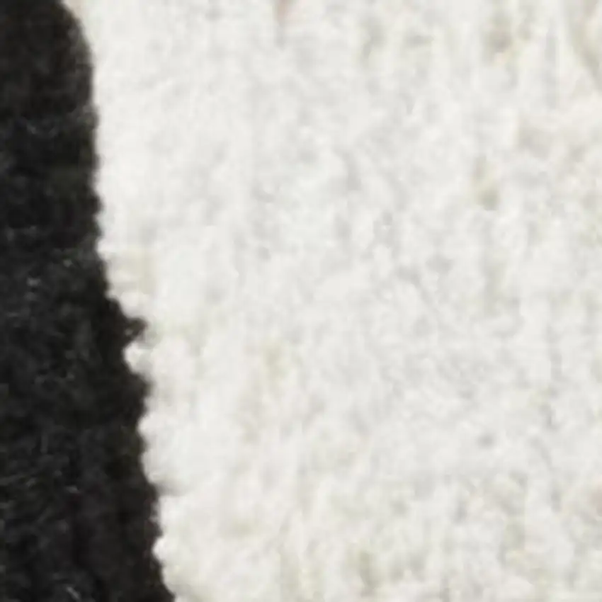 Cream and Black Abstract Worn Faded Area Rug Photo 2