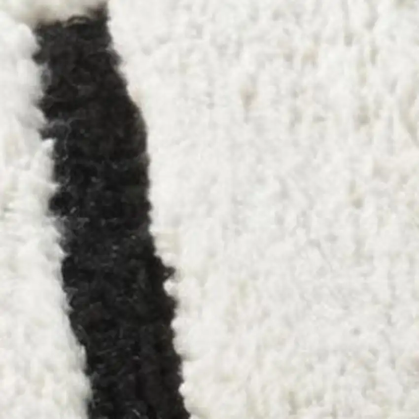 Cream and Black Abstract Worn Faded Area Rug Photo 3