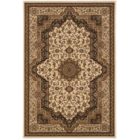Black And Ivory Oriental Area Rug Photo 4