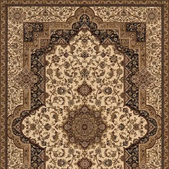 Black And Ivory Oriental Area Rug Photo 6