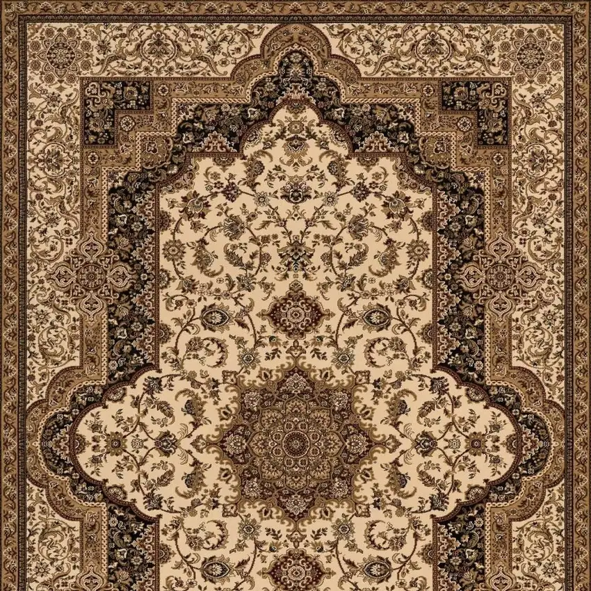 Black And Ivory Oriental Area Rug Photo 6