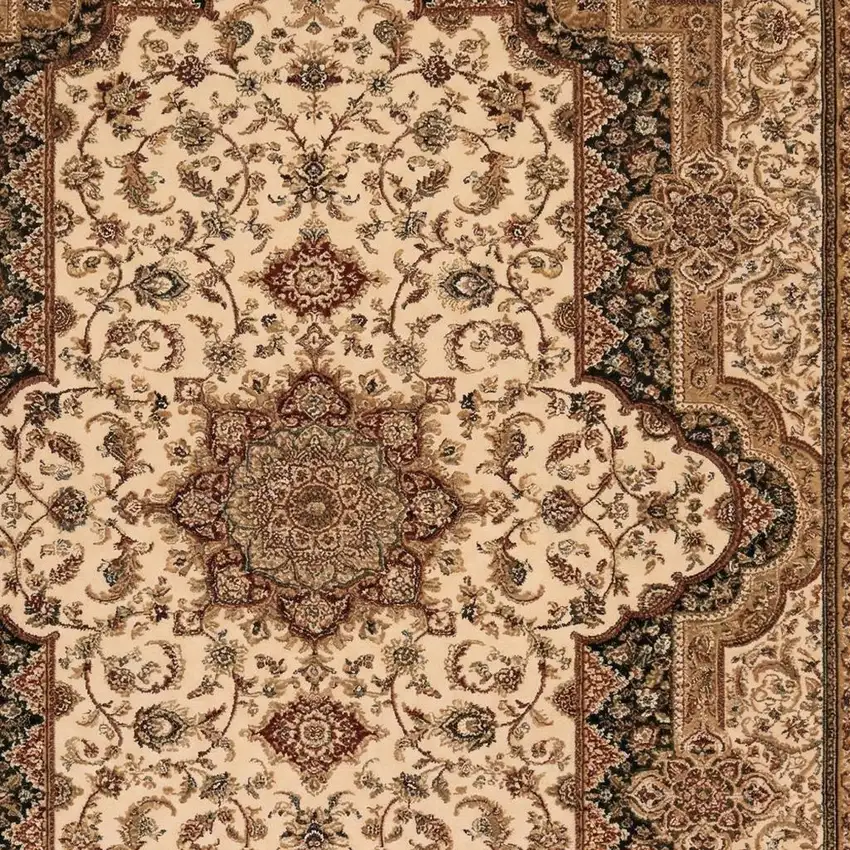 Black And Ivory Oriental Area Rug Photo 3
