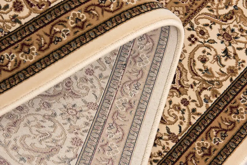 Cream and Black Decorative Area Rug Photo 7