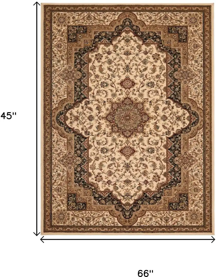 Black And Ivory Oriental Area Rug Photo 8
