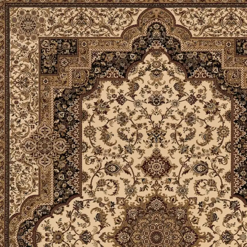 Black And Ivory Oriental Area Rug Photo 6