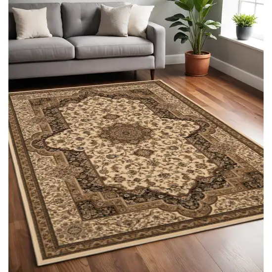 Black And Ivory Oriental Area Rug Photo 1