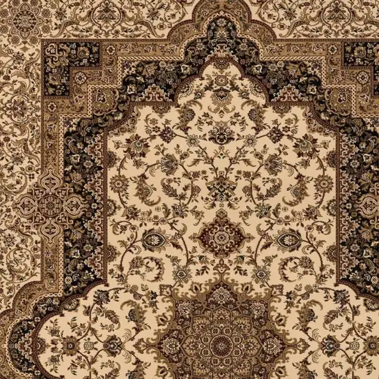 Black and Ivory Oriental Power Loom Area Rug Photo 5