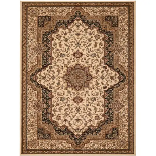 Black and Ivory Oriental Power Loom Area Rug Photo 4