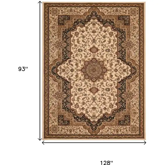 Black and Ivory Oriental Power Loom Area Rug Photo 8